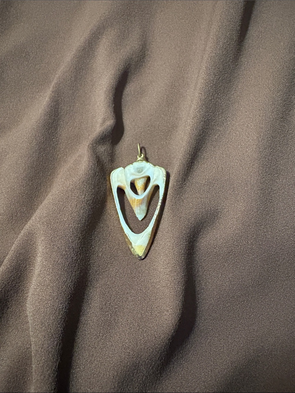 Carved Cream and White Tribal Arrowhead Pendant Necklace